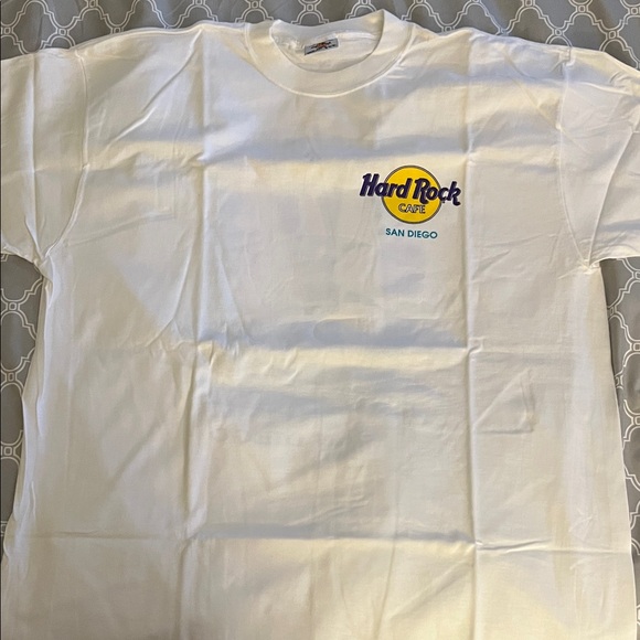 Hard Rock Cafe Other - Hard Rock Cafe White Tee with Blue and Yellow Logo